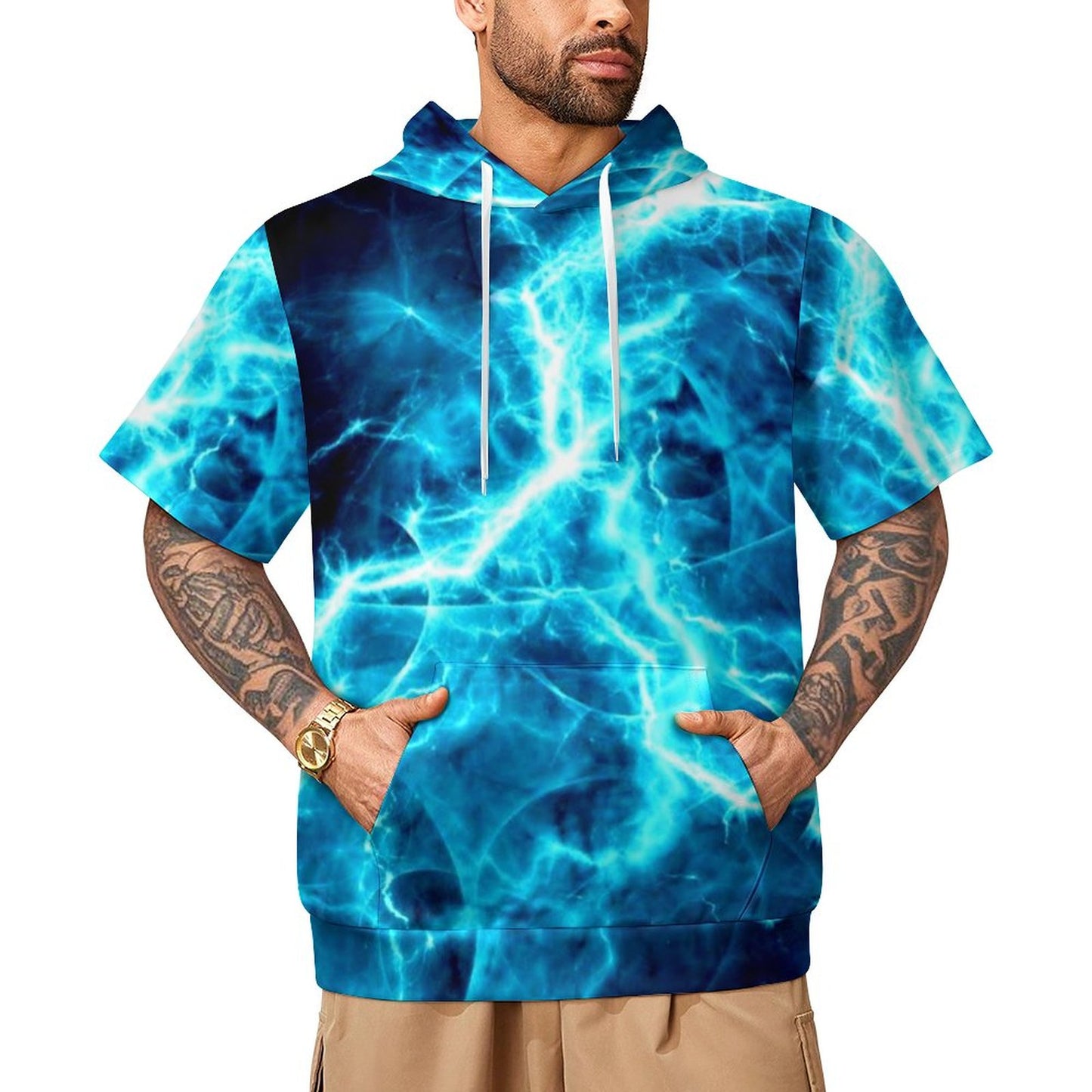 Lightning on 220gsm Short Sleeve Hoodie