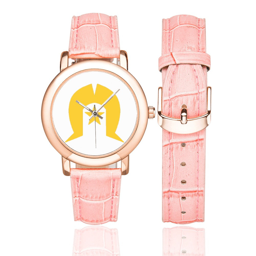 Gold coloured Dhari on Women's Rose Gold-plated Leather Strap Watch