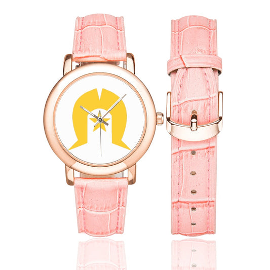 Gold coloured Dhari on Women's Rose Gold-plated Leather Strap Watch