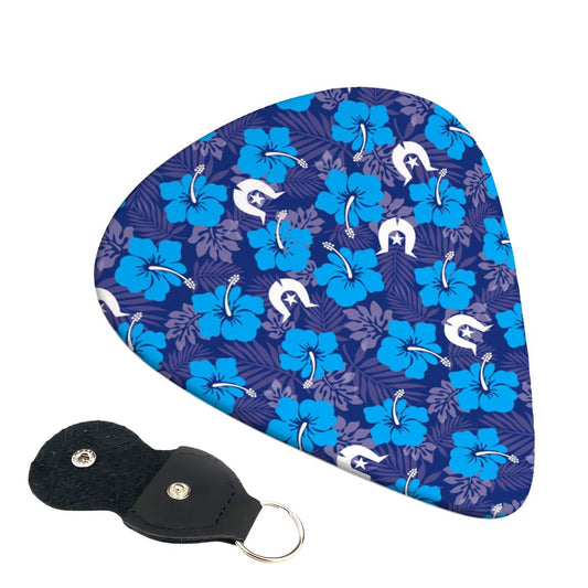 Hibiscus flowers with Dhari (Royal blue) on Guitar Picks 6 pcs