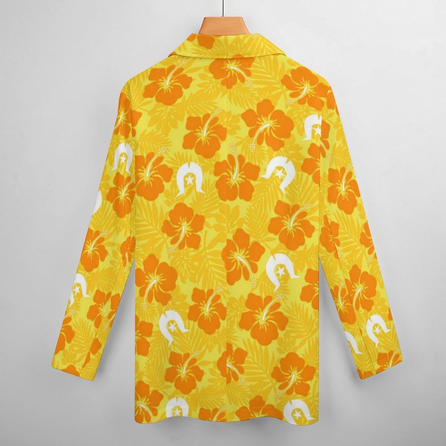 Hibiscus flowers with Dhari (Gold) on Women's Blazer