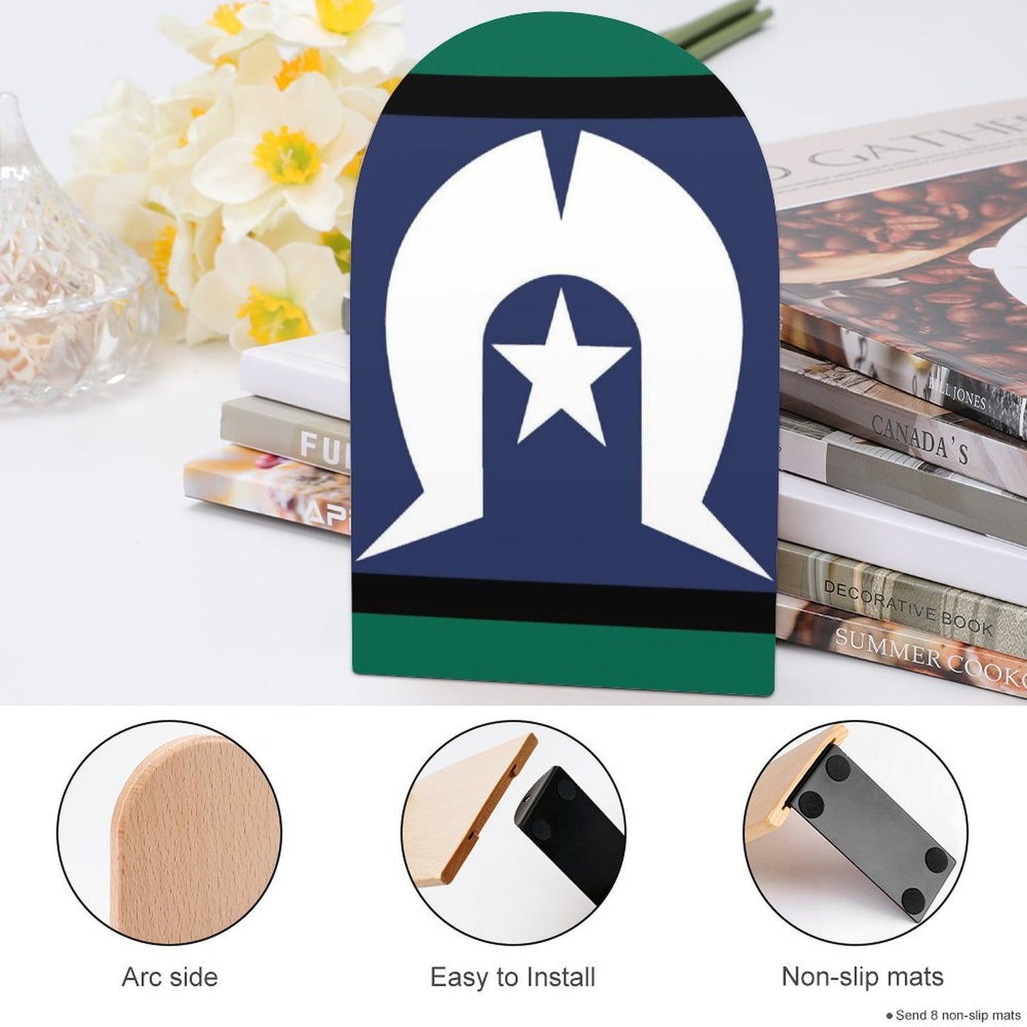 Torres Strait Flag on Bookends(Large)