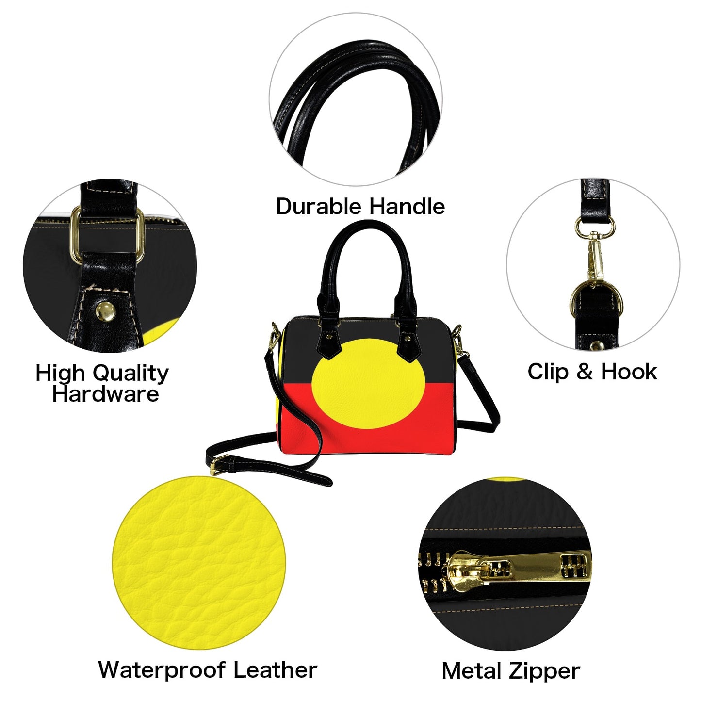 Aboriginal Flag on Handbag-Black Handle