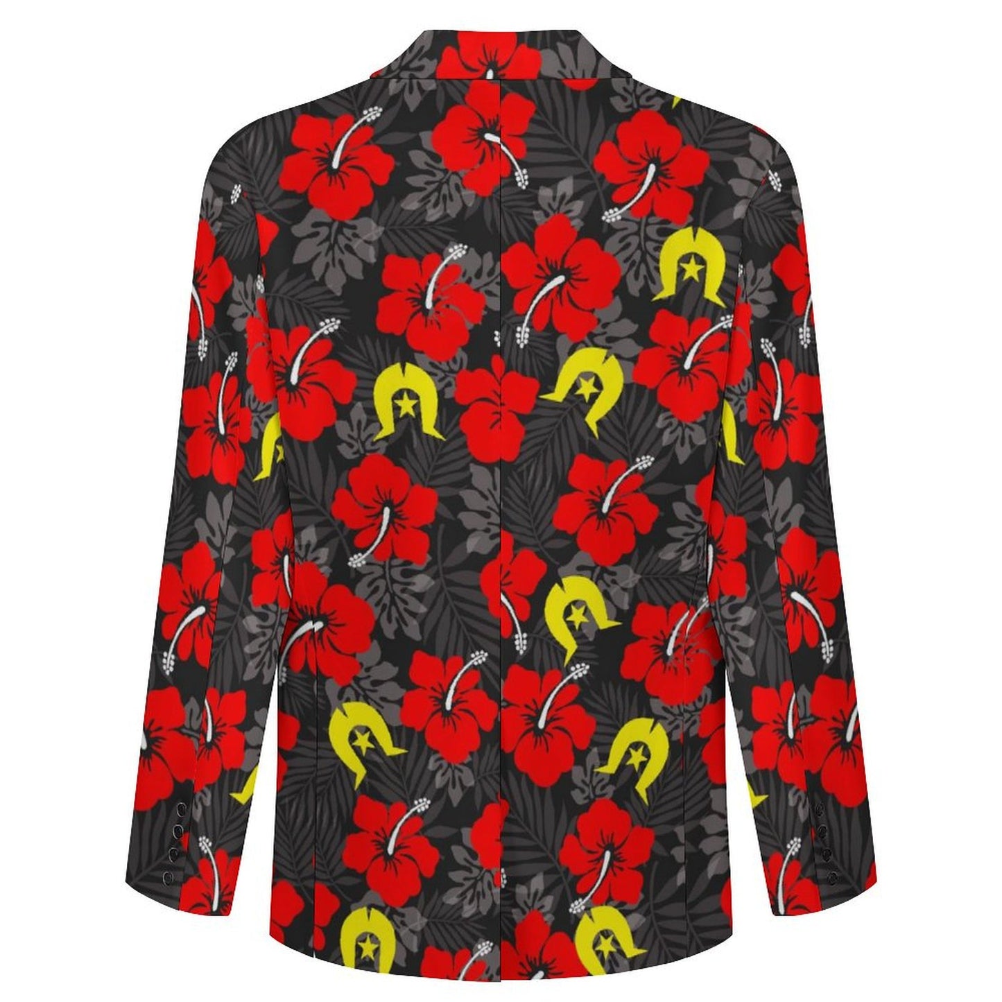 Royal Red Hibiscus with Yellow Dhari on Men's Blazer