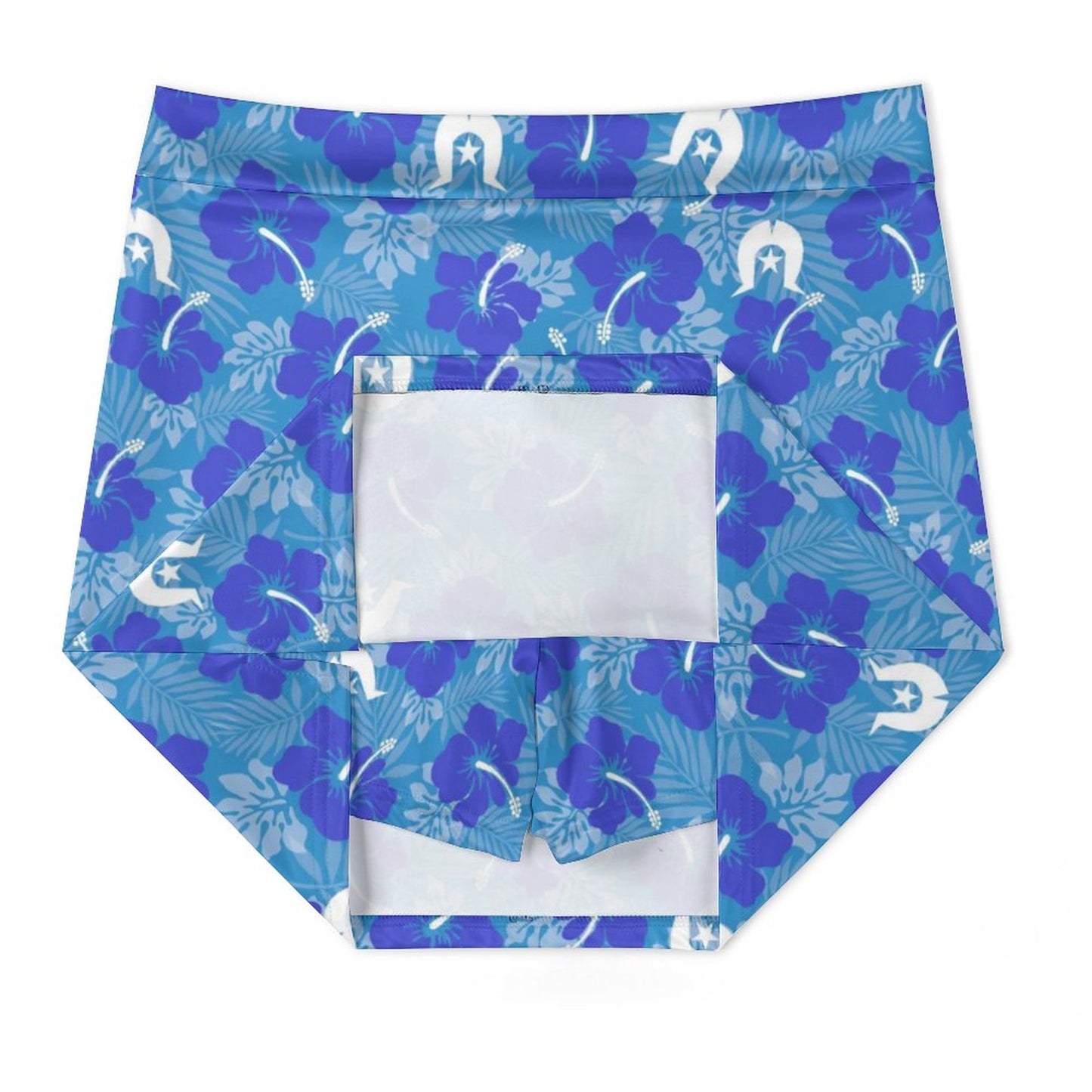 Hibiscus flowers with Dhari (Royal blue) on Anti-peep Skort with Pocket AMQ