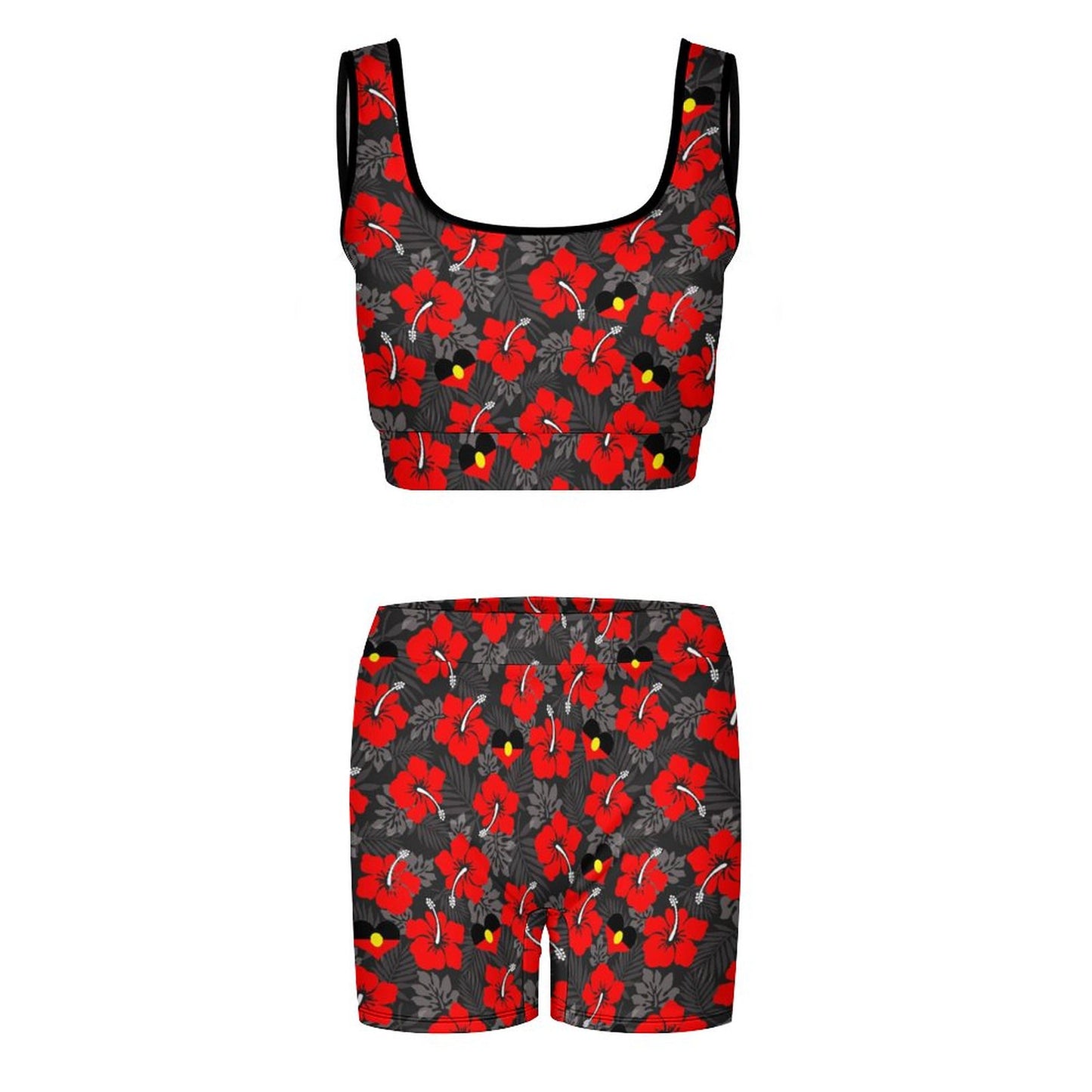 Royal Red Hibiscus and heart shaped Aboriginal flag on Yoga Workout Outfits