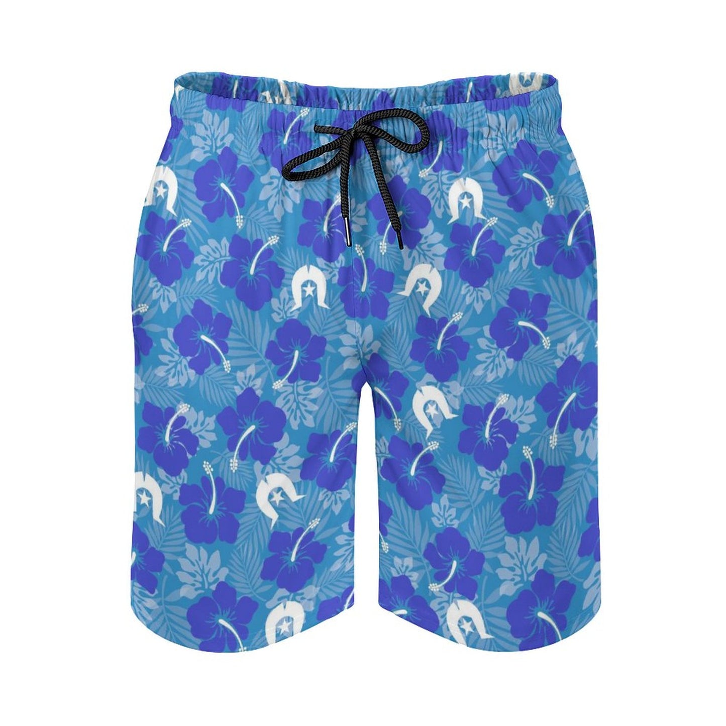 Hibiscus flowers with Dhari (Royal blue) on Men's Board Shorts