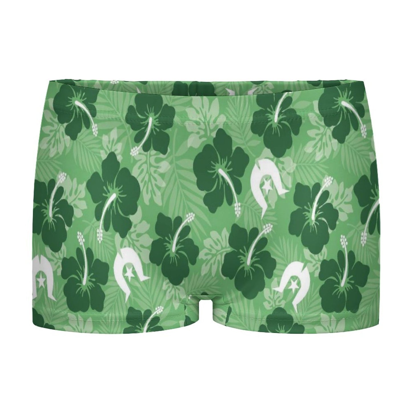 Hibiscus flowers with Dhari (Sea Grass Green) on 180gsm Women's Boxer Briefs