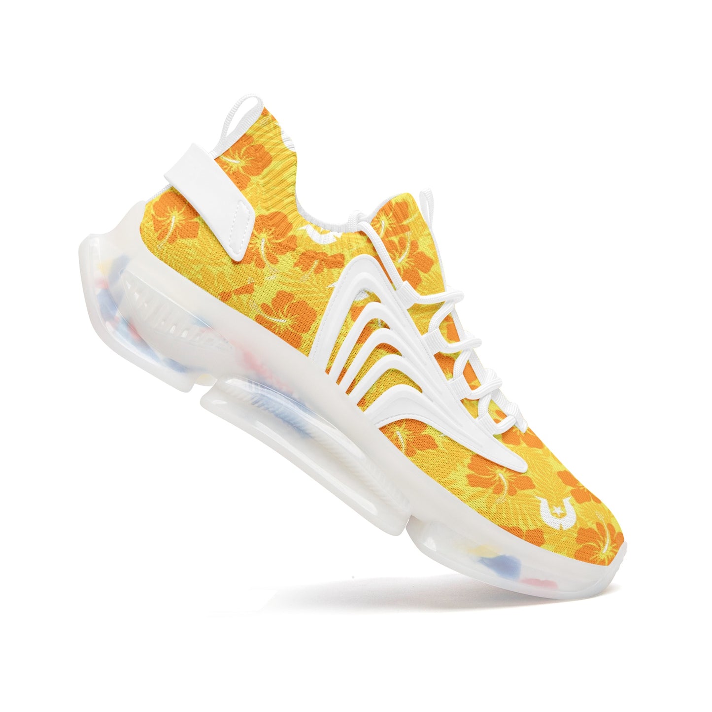 Hibiscus flowers with Dhari (Gold) on Unisex Low Top Mesh Sneakers