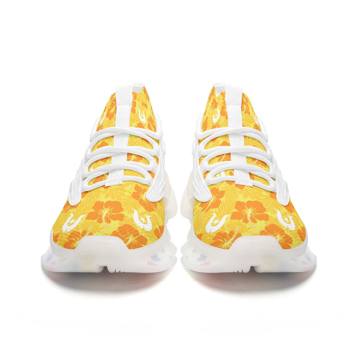 Hibiscus flowers with Dhari (Gold) on Unisex Low Top Mesh Sneakers