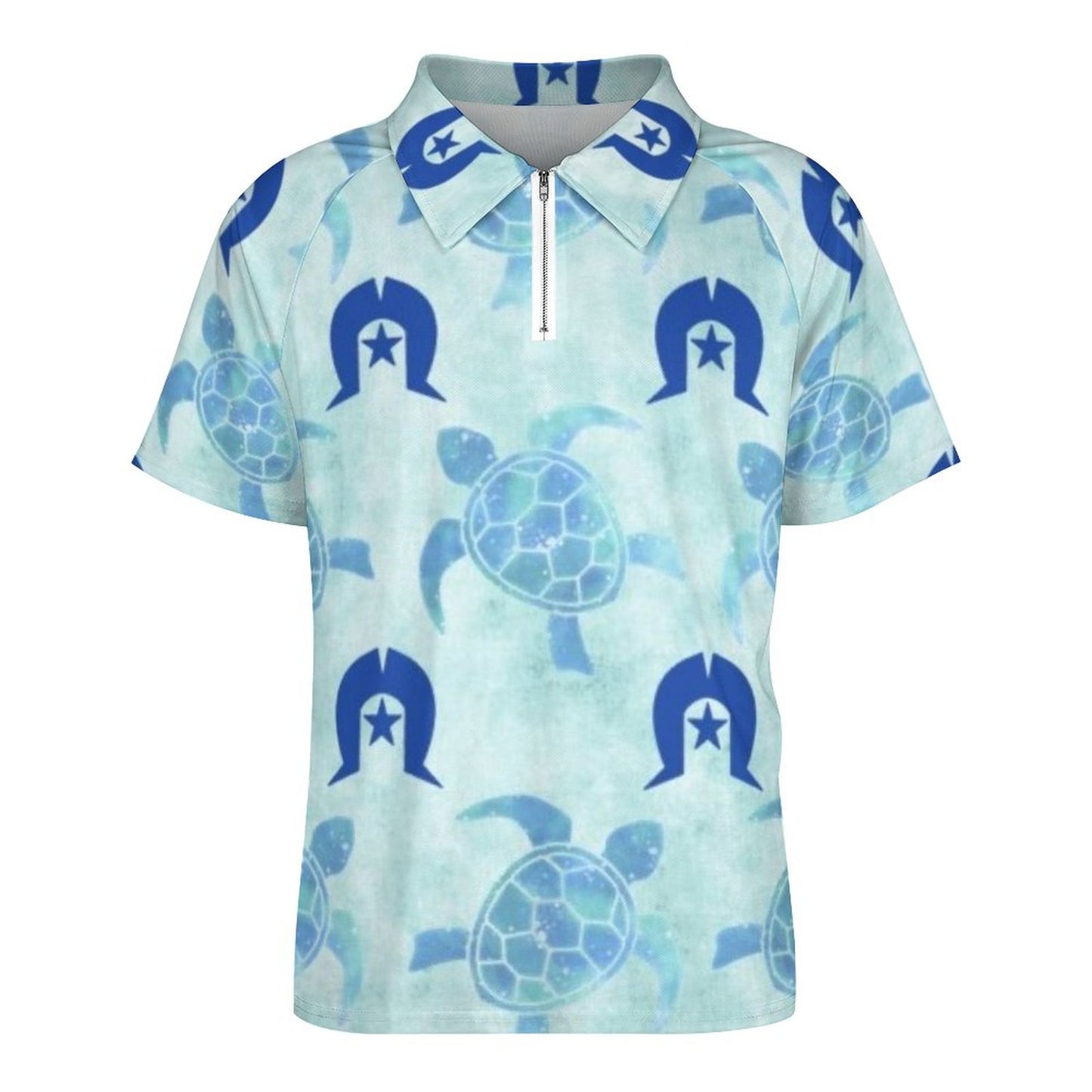 Blue Turtle Pattern Short Sleeved Sportswear Men's T Shirt