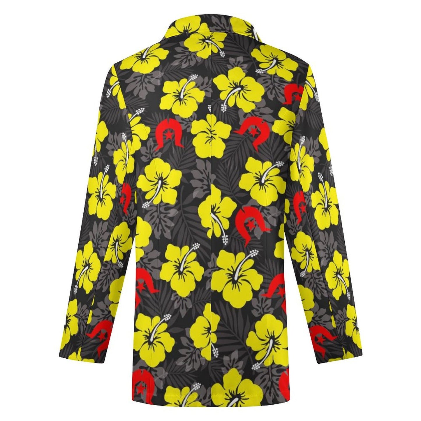 Royal yellow Hibiscus with Red Dhari on Women's Blazer