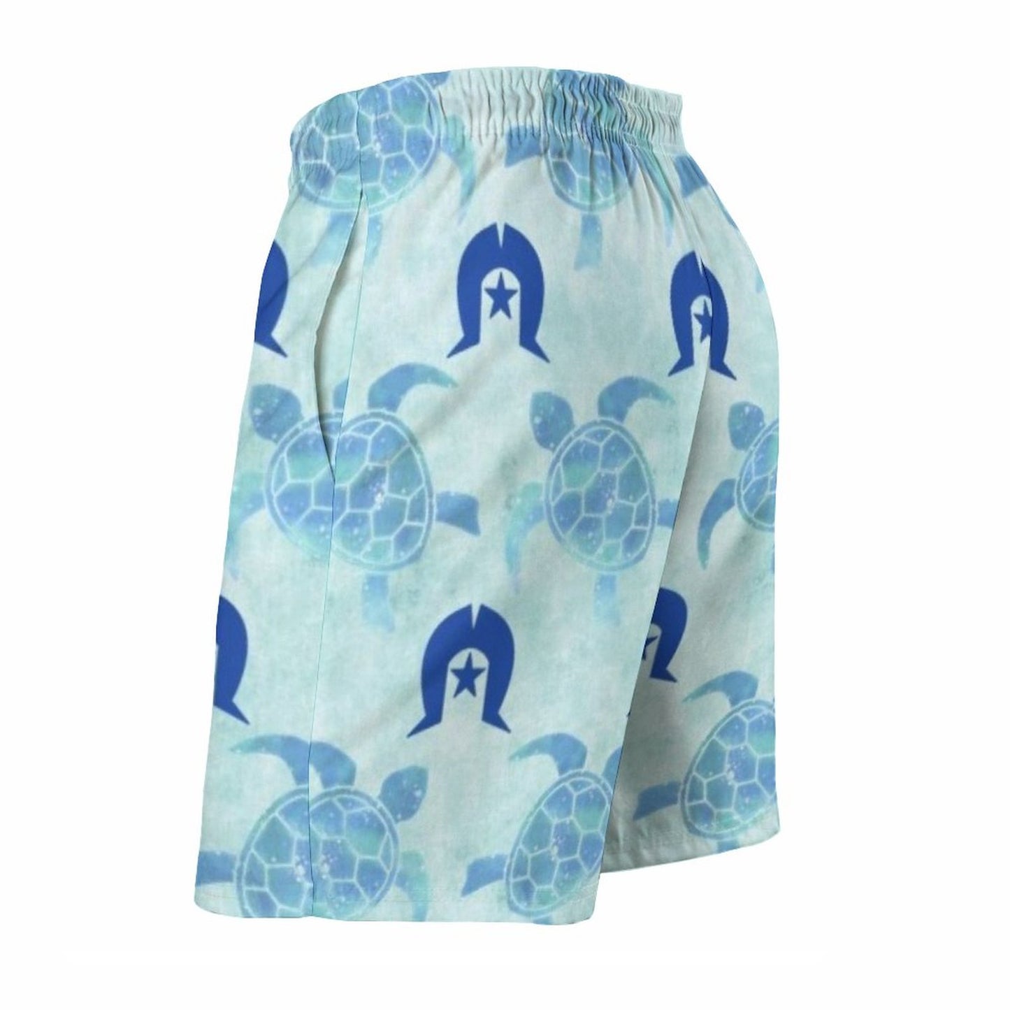 Blue Turtle Pattern on Men's Board Shorts