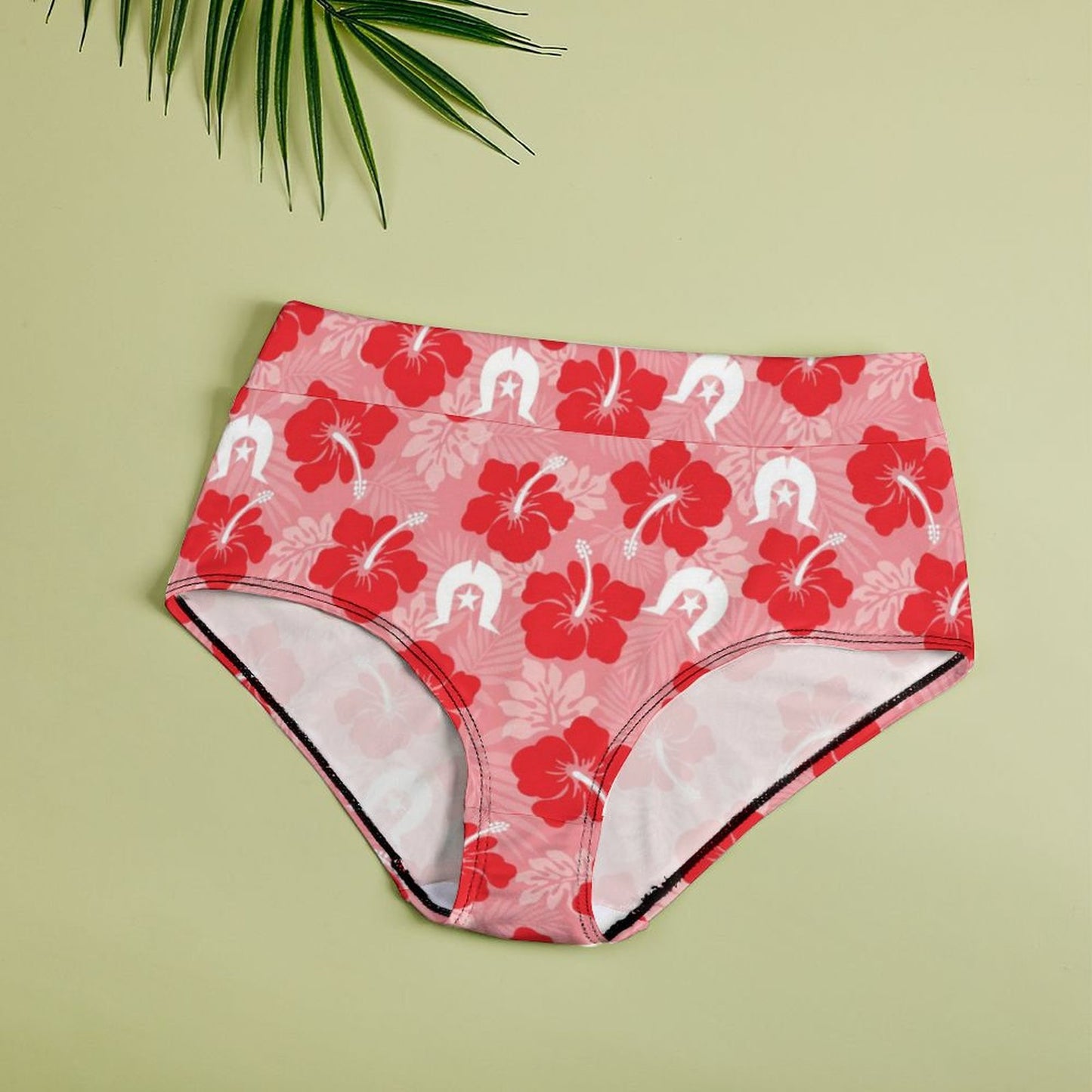 Hibiscus flowers with Dhari (Royal Pink) on Women's High-Rise Panties