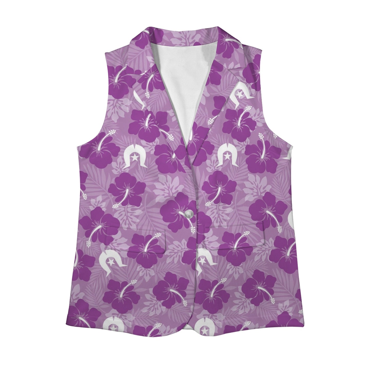 Hibiscus flowers with Dhari (Royal purple) on Women Sleeveless Suit Vest