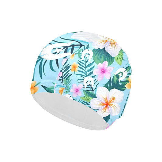 Light Pink Hibiscus flowers with White Dhari on Swimming Cap