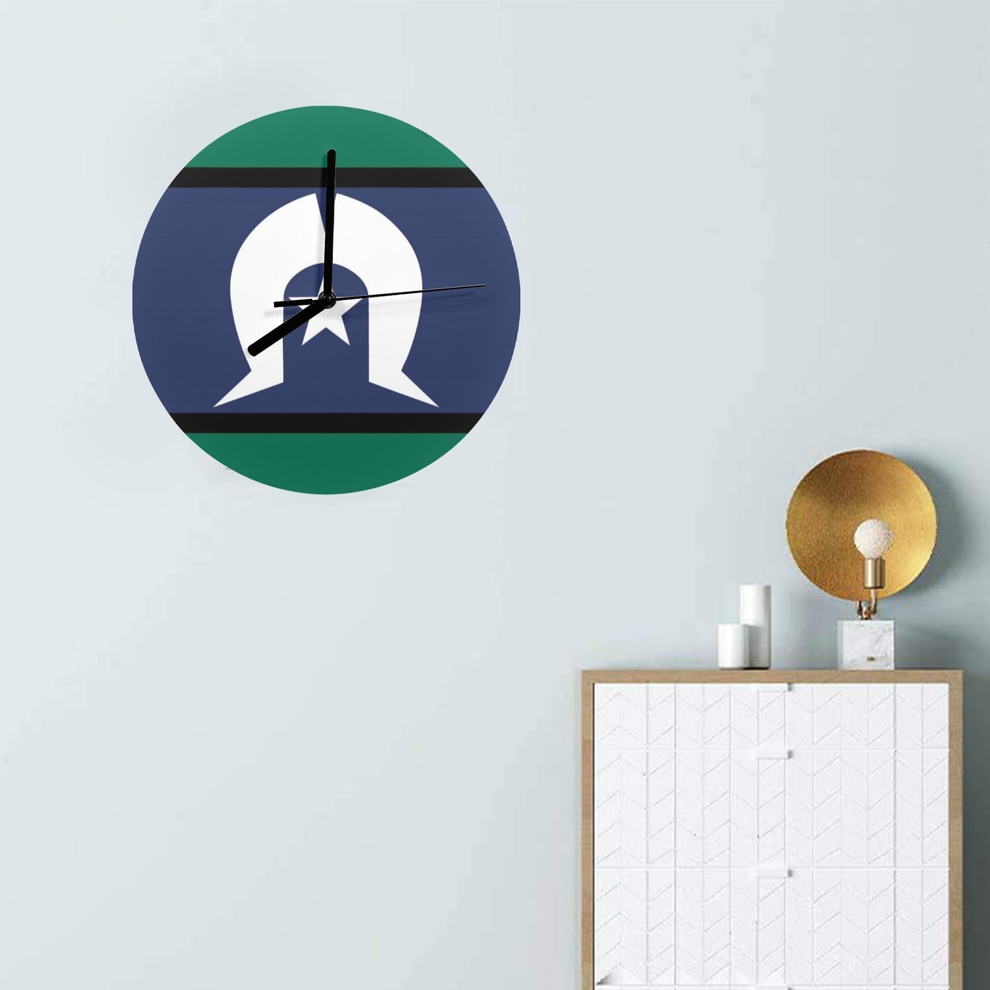 Torres Strait flag on Wall Clock