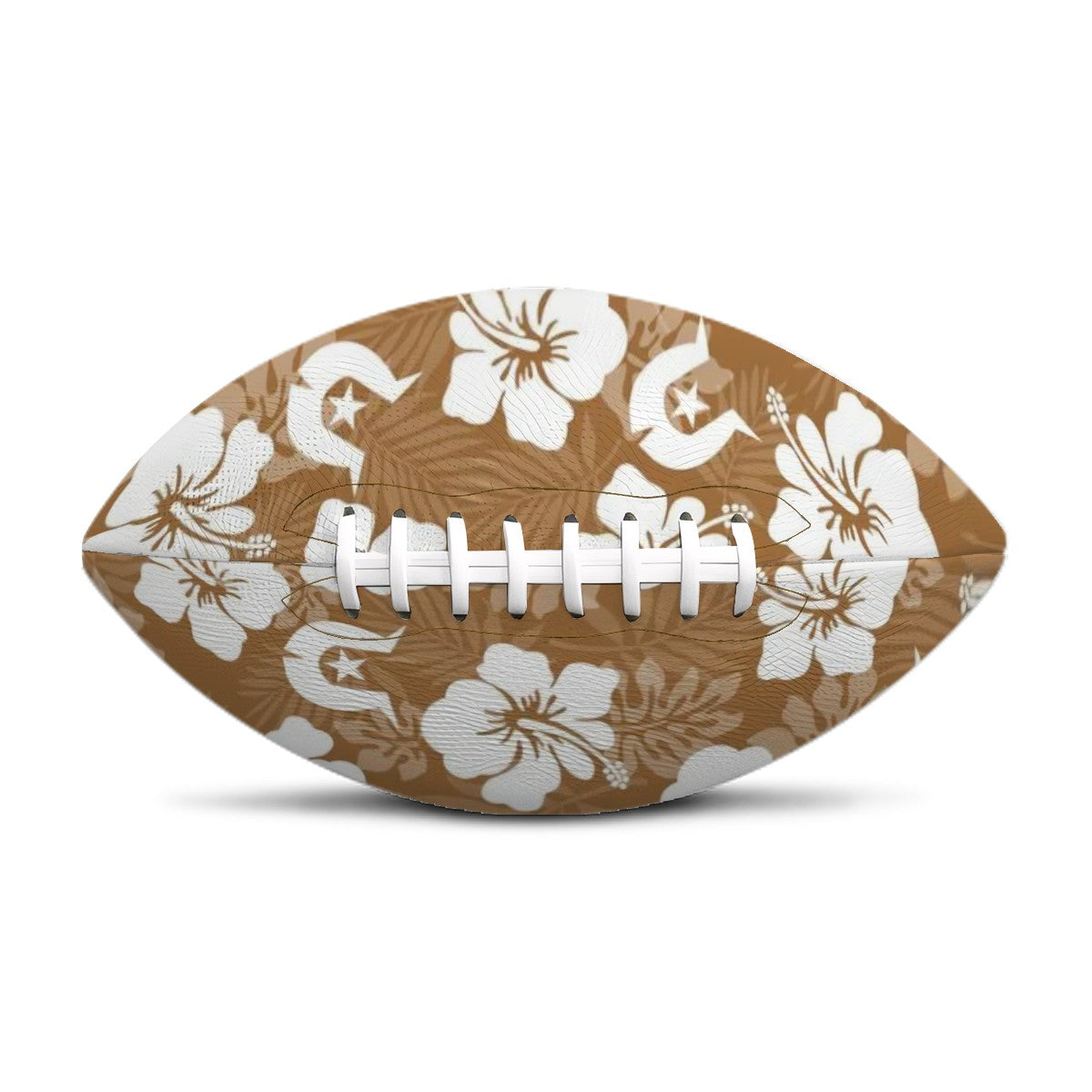 White Hibiscus flowers with Dhari (Brown) on Rugby Football