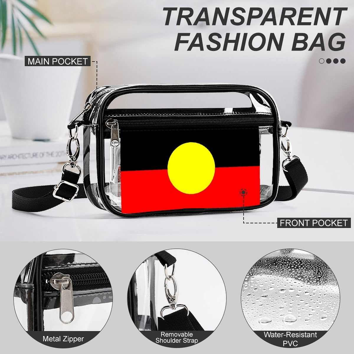 Aboriginal flag on 2-Piece Clear Satchel Bag Set