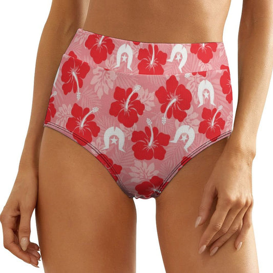 Hibiscus flowers with Dhari (Royal Pink) on Women's High-Rise Panties