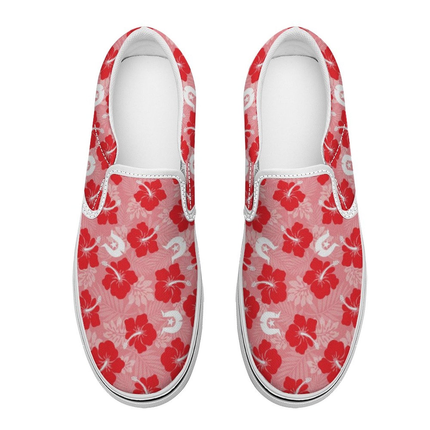 Hibiscus flowers with Dhari (Royal Pink) on Canvas Shoes for Teenagers