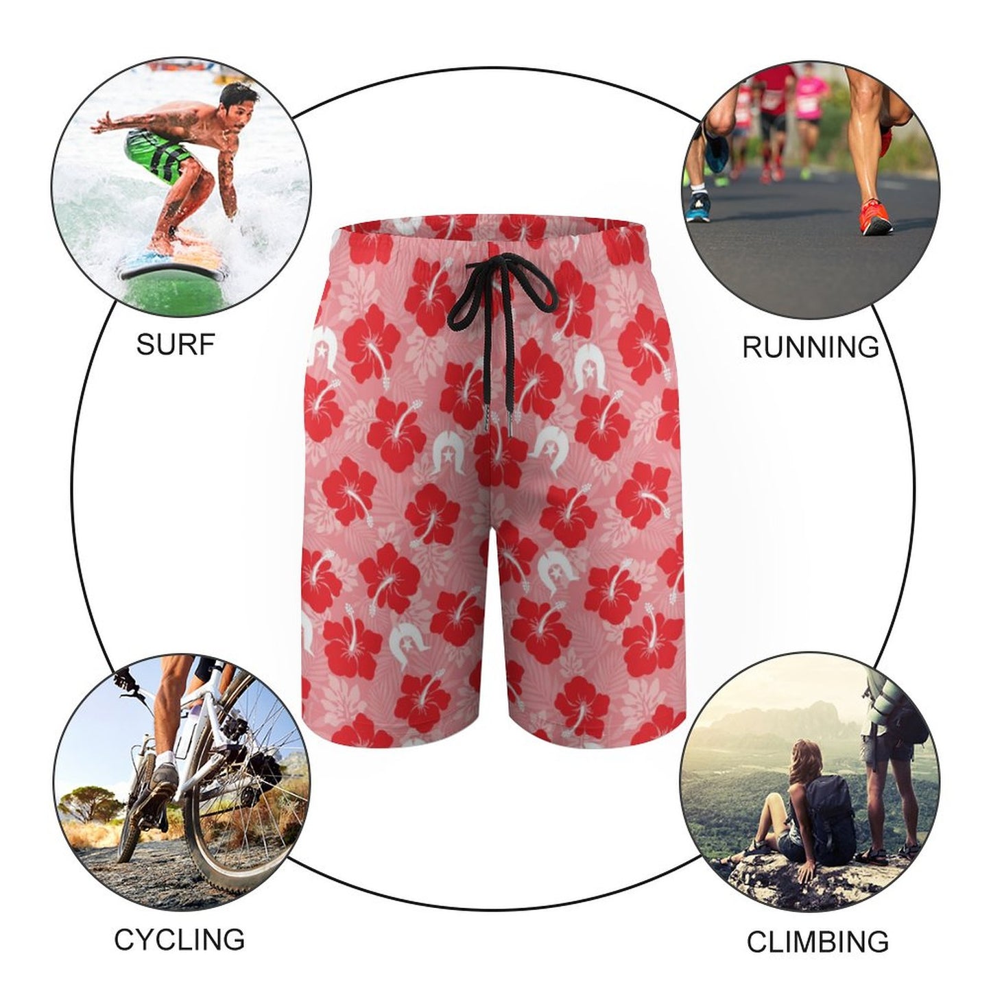 Hibiscus flowers with Dhari (Royal Pink) on Kid's Beach Pants