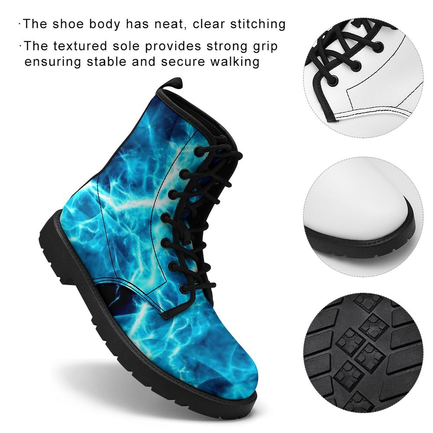 Lightning on Unisex Martin Boots