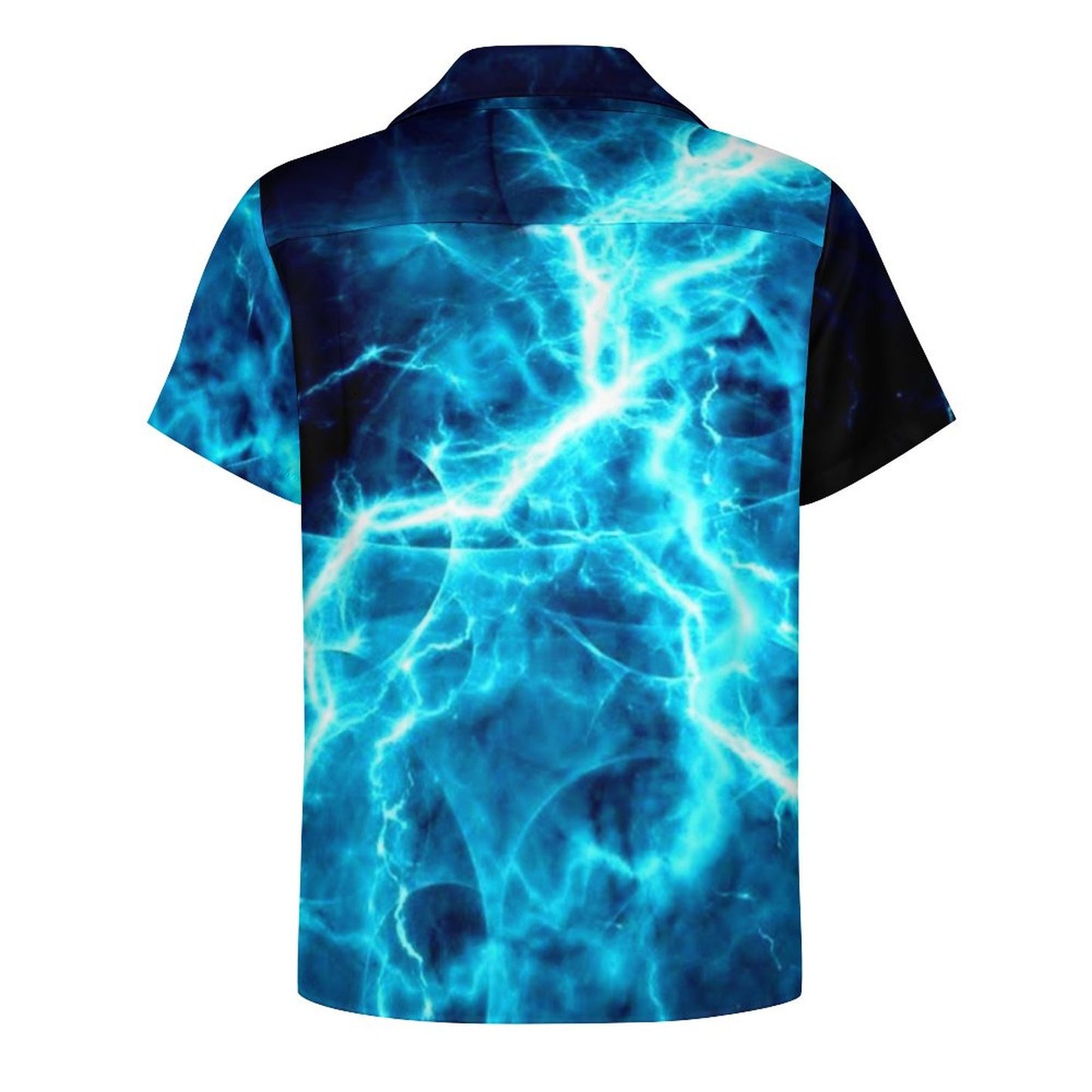 Lightning on Men's Short Sleeve Hawaiian Print Shirt with Cuban Collar