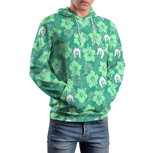 Hibiscus flowers with Dhari (Royal mint) on Men's Cool Hoodie with Double-layer Cap