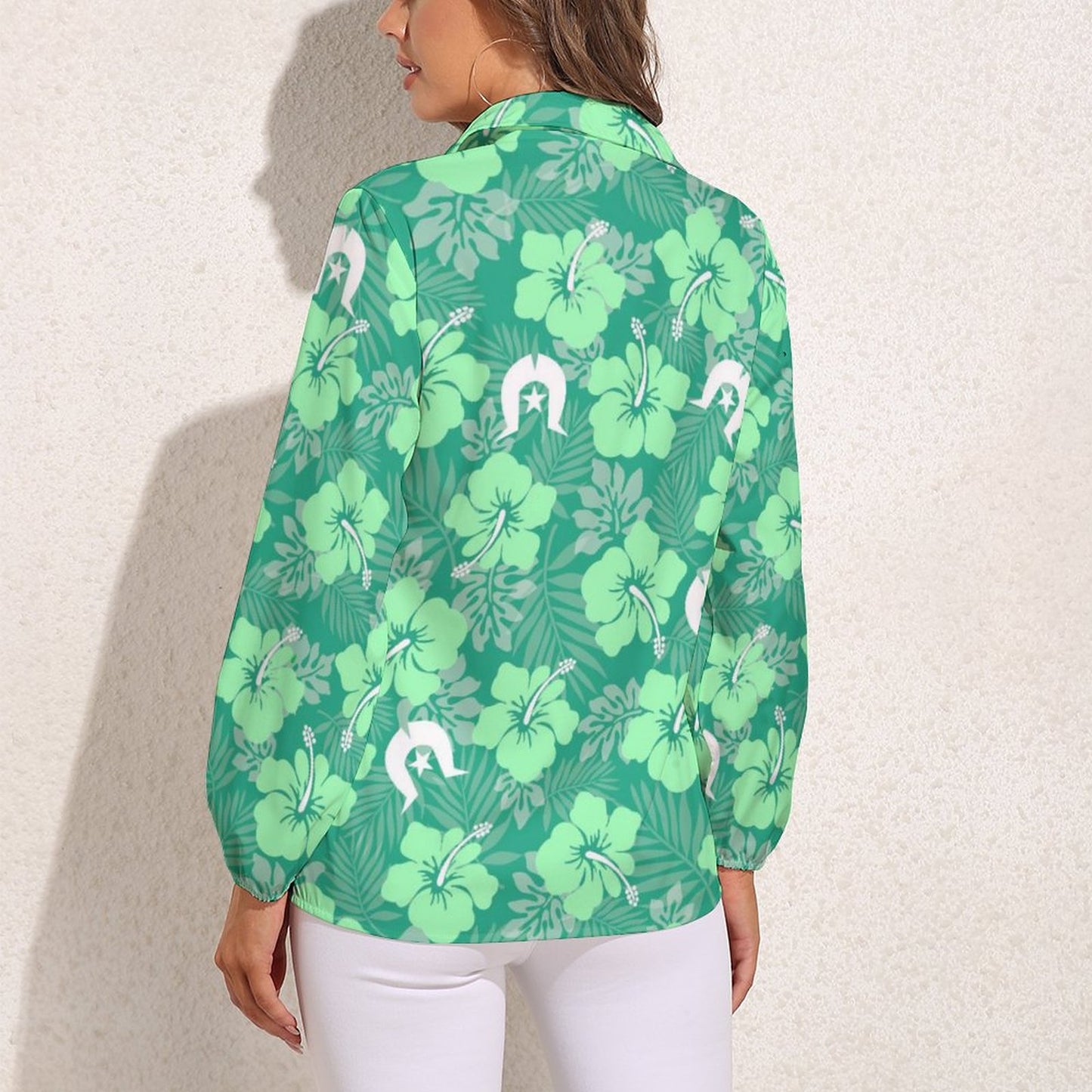 Hibiscus flowers with Dhari (Royal mint) on Casual Long Sleeve Vintage Tour Shirt