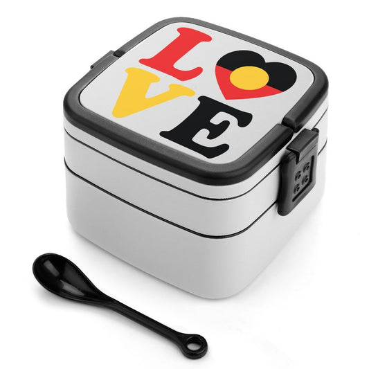 Aboriginal flag with LOVE on 2-Tier Stackable Bento Lunch Box