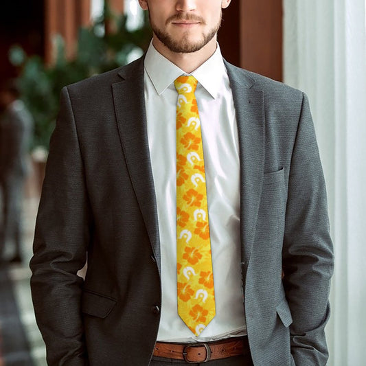 Hibiscus flowers with Dhari (Gold) on Men's Formal Tie