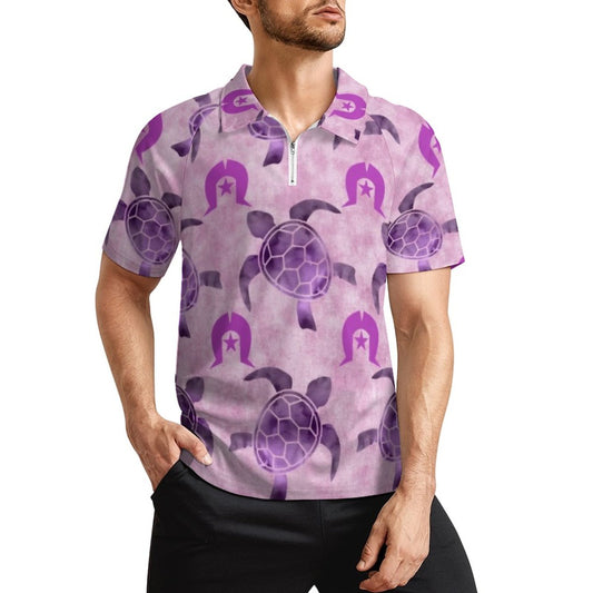 Purple Turtle Pattern on Short Sleeved Sportswear Men's T Shirt