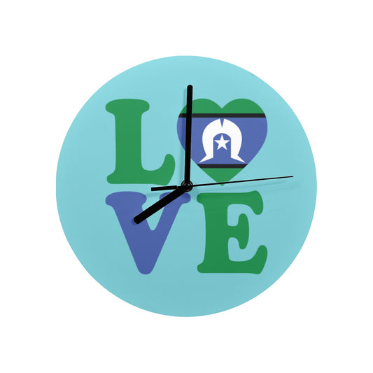 Torres Strait flag with LOVE on Wall Clock