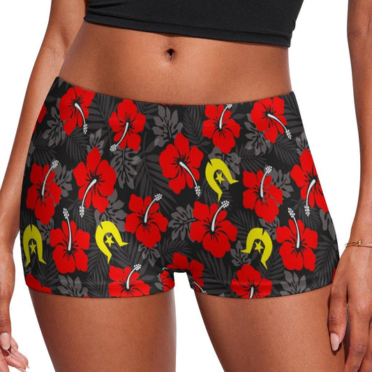 Royal Red Hibiscus with Yellow Dhari on 180gsm Women's Boxer Briefs