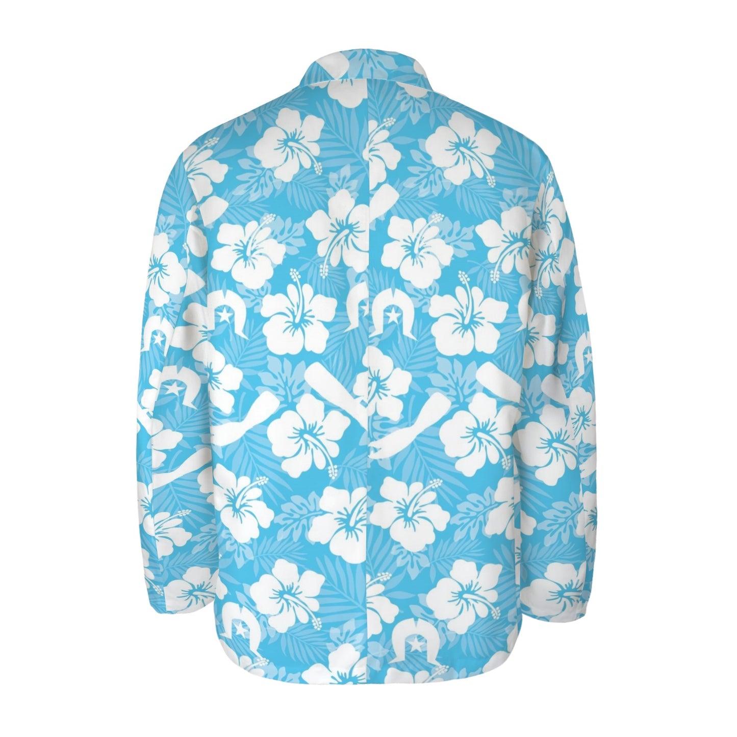 White Hibiscus flowers, Warup and Dhari (Blue) on Men's Blazer