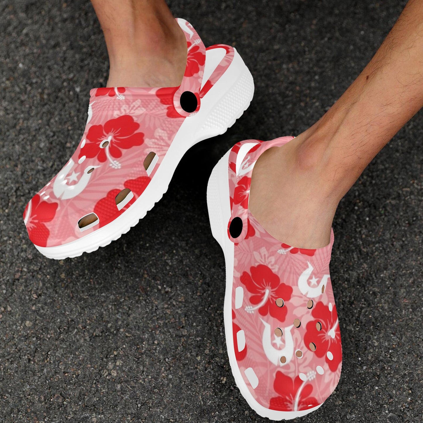Hibiscus flowers with Dhari (Royal Pink) on Adults Clogs