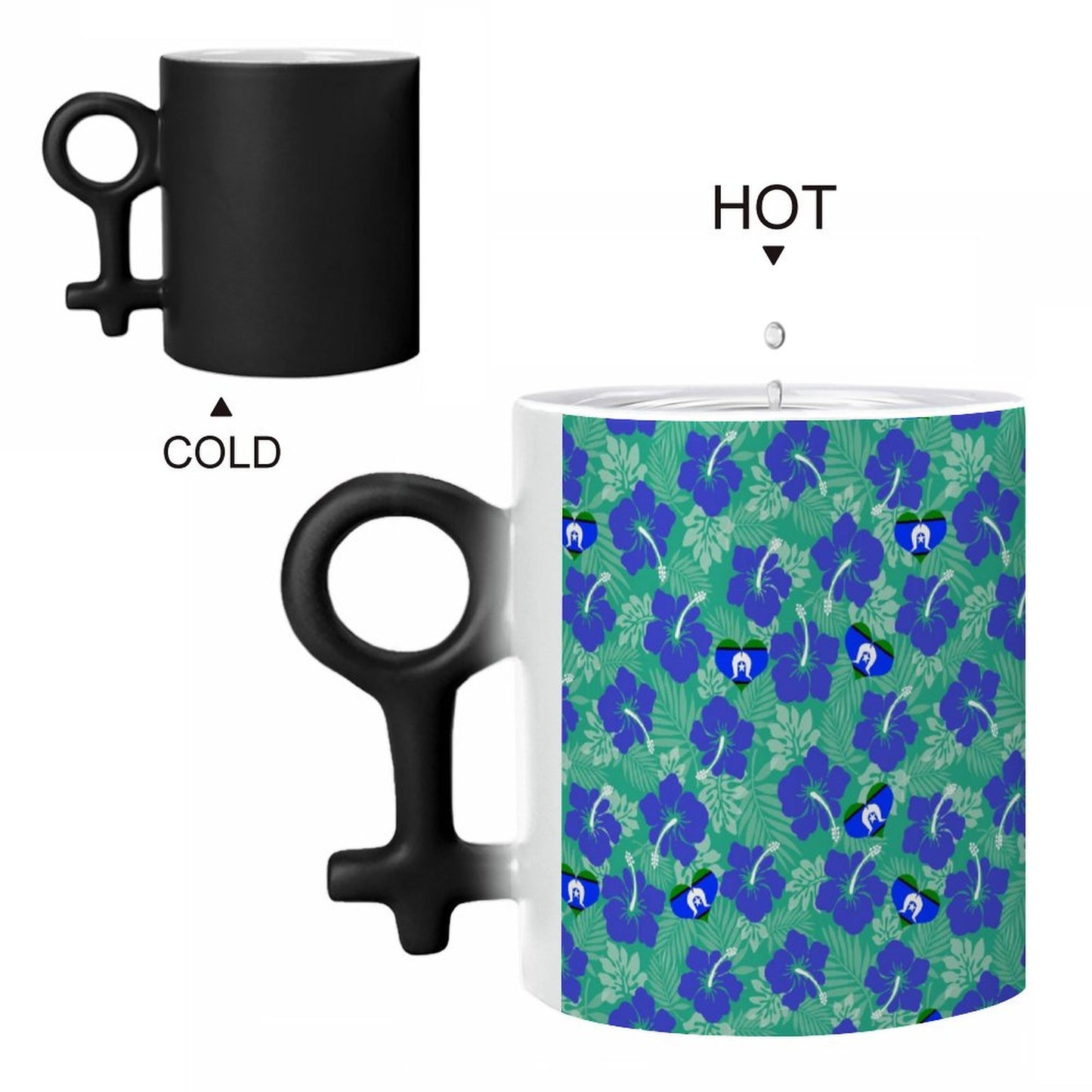 Hibiscus flowers with Torres Strait Heart Flag on Couple Symbol Color-Changing Mug