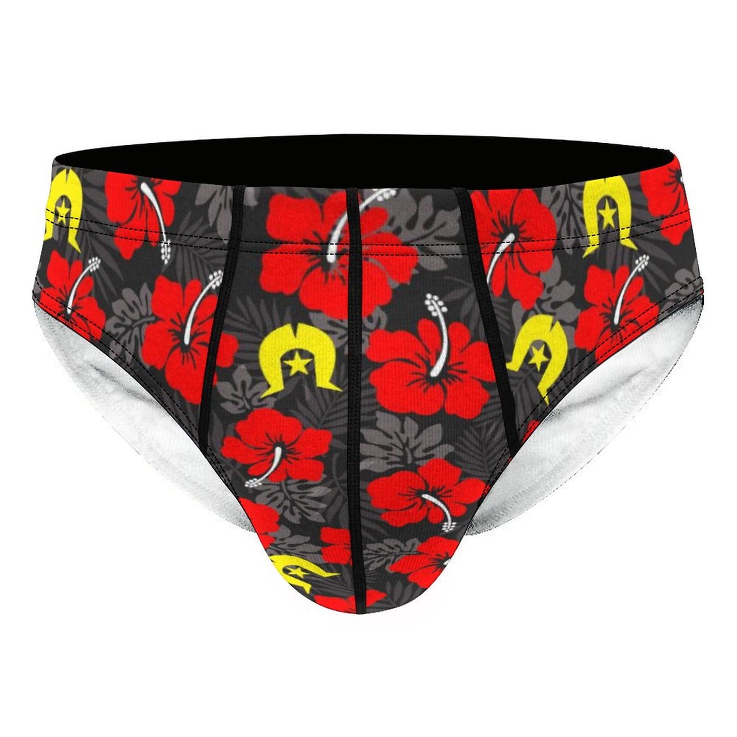 Royal Red Hibiscus with Yellow Dhari on Milk Silk Men's Briefs