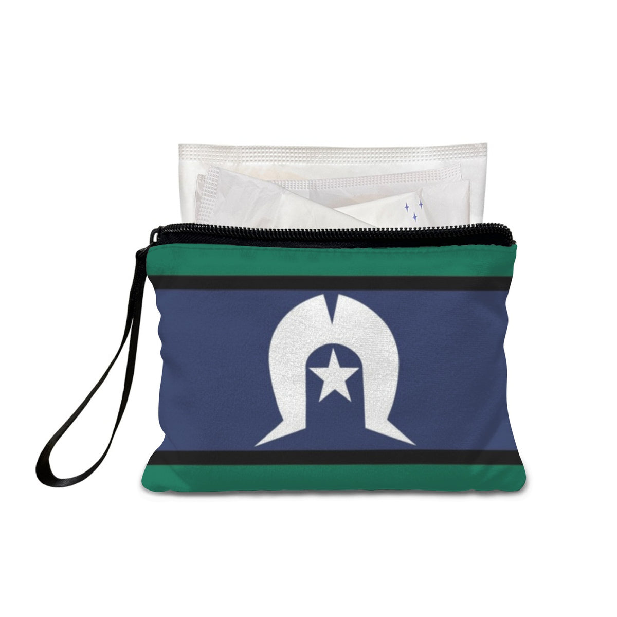 Torres Strait Flag on Carry-All Pouch 7''x5''
