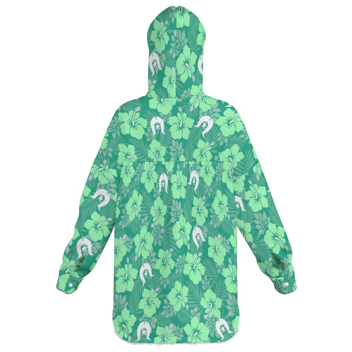 Hibiscus flowers with Dhari (Royal mint) on Women's Full Snap Fleece Jacket