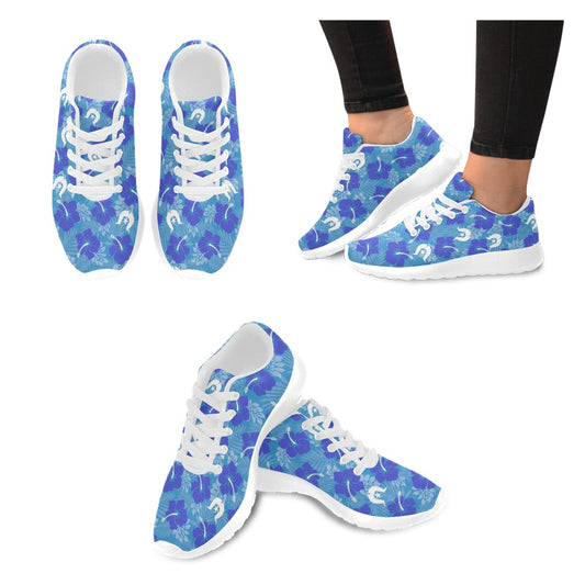 Hibiscus flowers with Dhari (Royal blue) on Kid's Sneakers