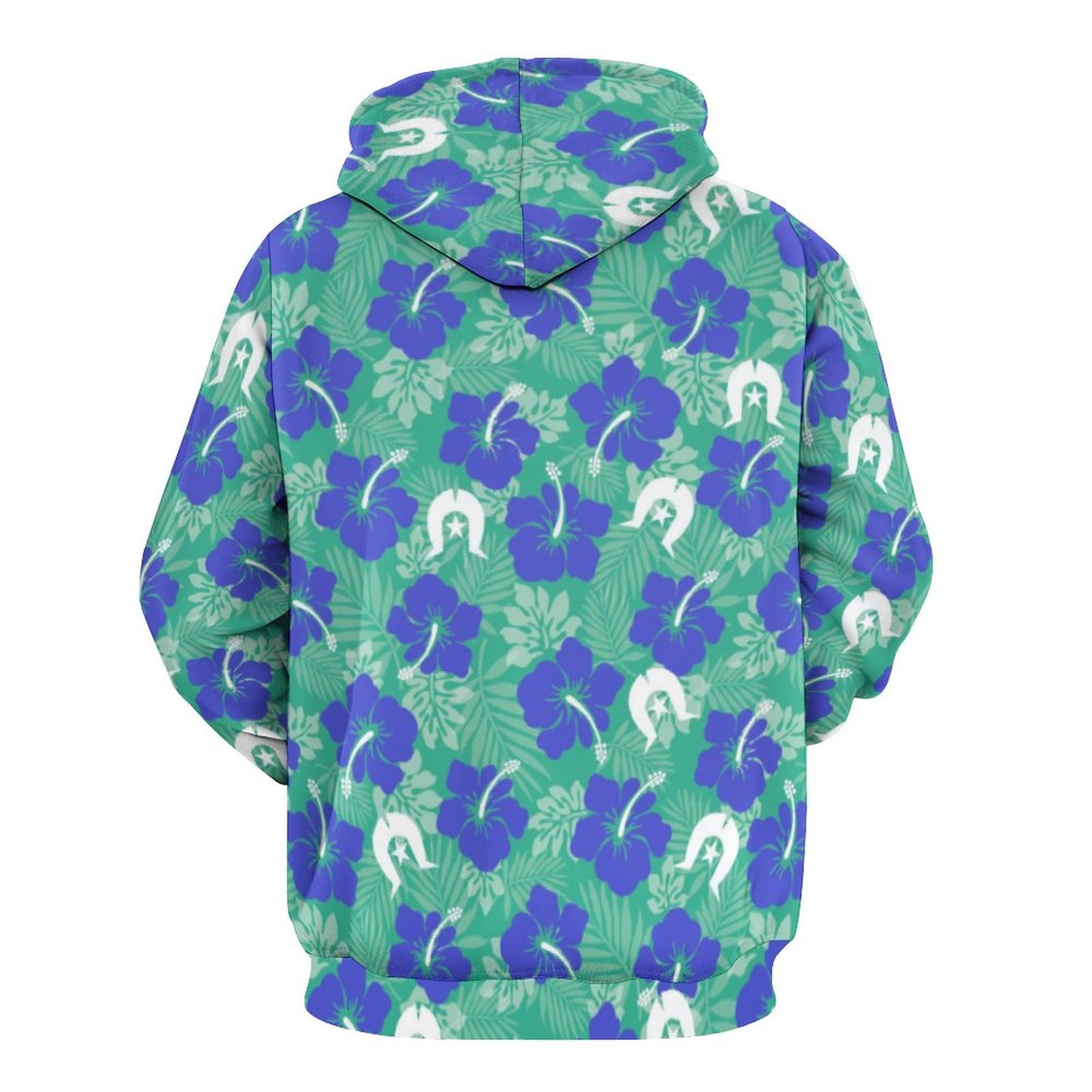 Royal Blue Hibiscus flowers with Dhari on Men's Cool Hoodie with Double-layer Cap