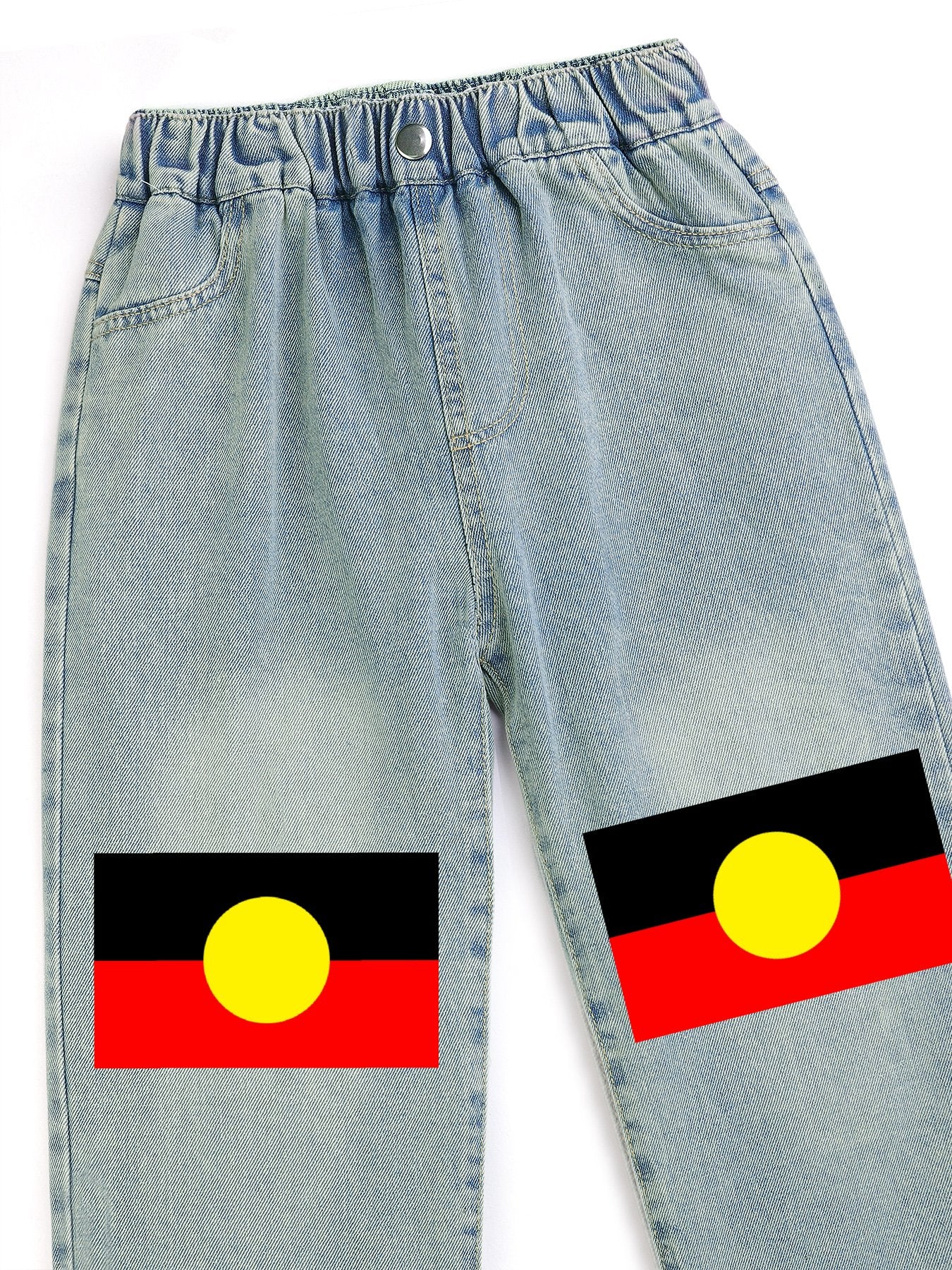Aboriginal flag on Children's Cropped Jeans