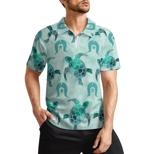 Aqua Turtle Pattern on Short Sleeved Sportswear Men's T Shirt