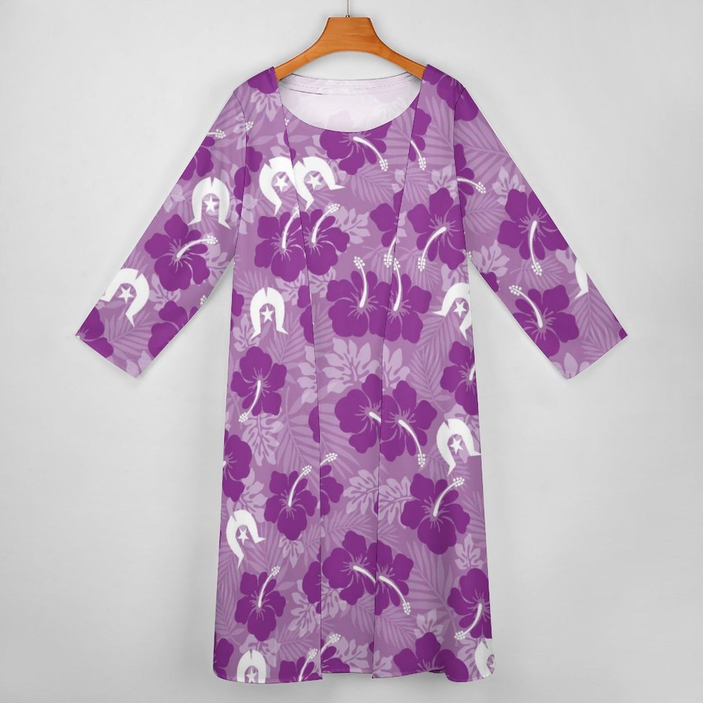 Hibiscus flowers with Dhari (Royal purple) on Long Dress Set