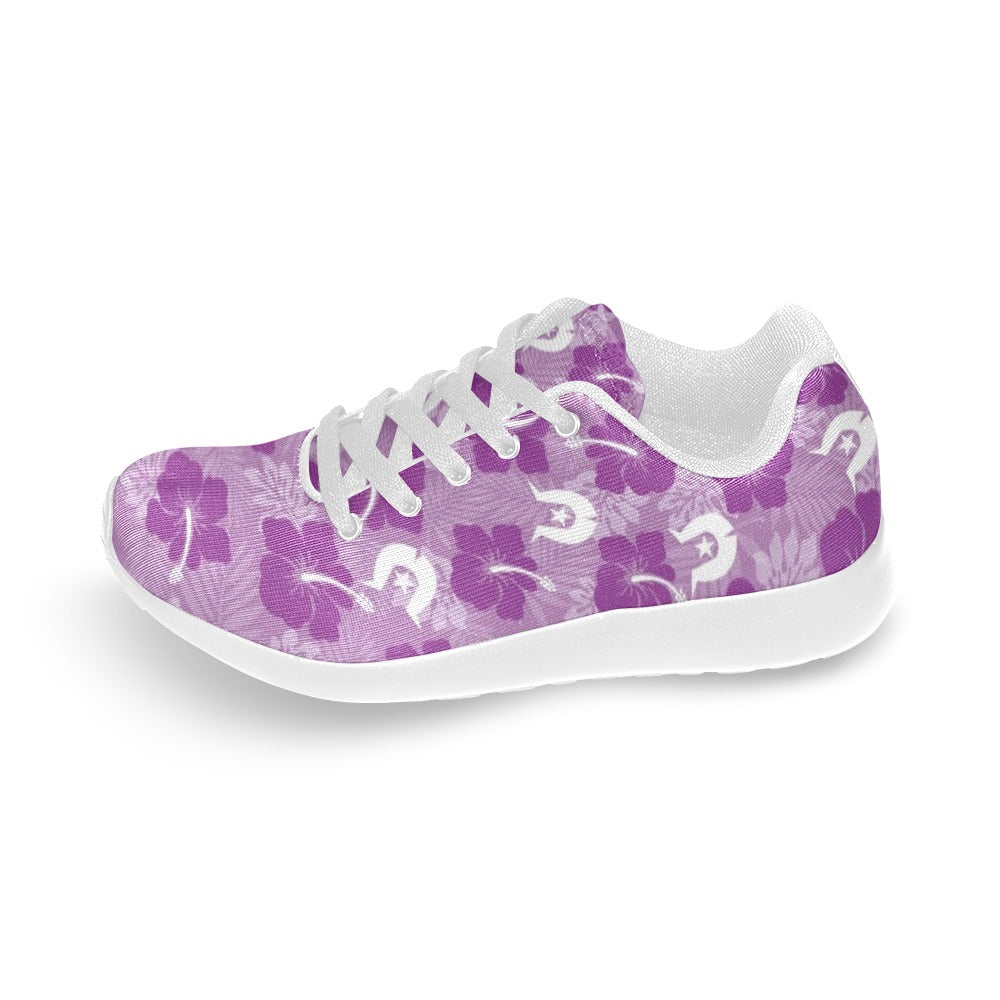 Hibiscus flowers with White Dhari (Royal purple) on Kid's Sneakers