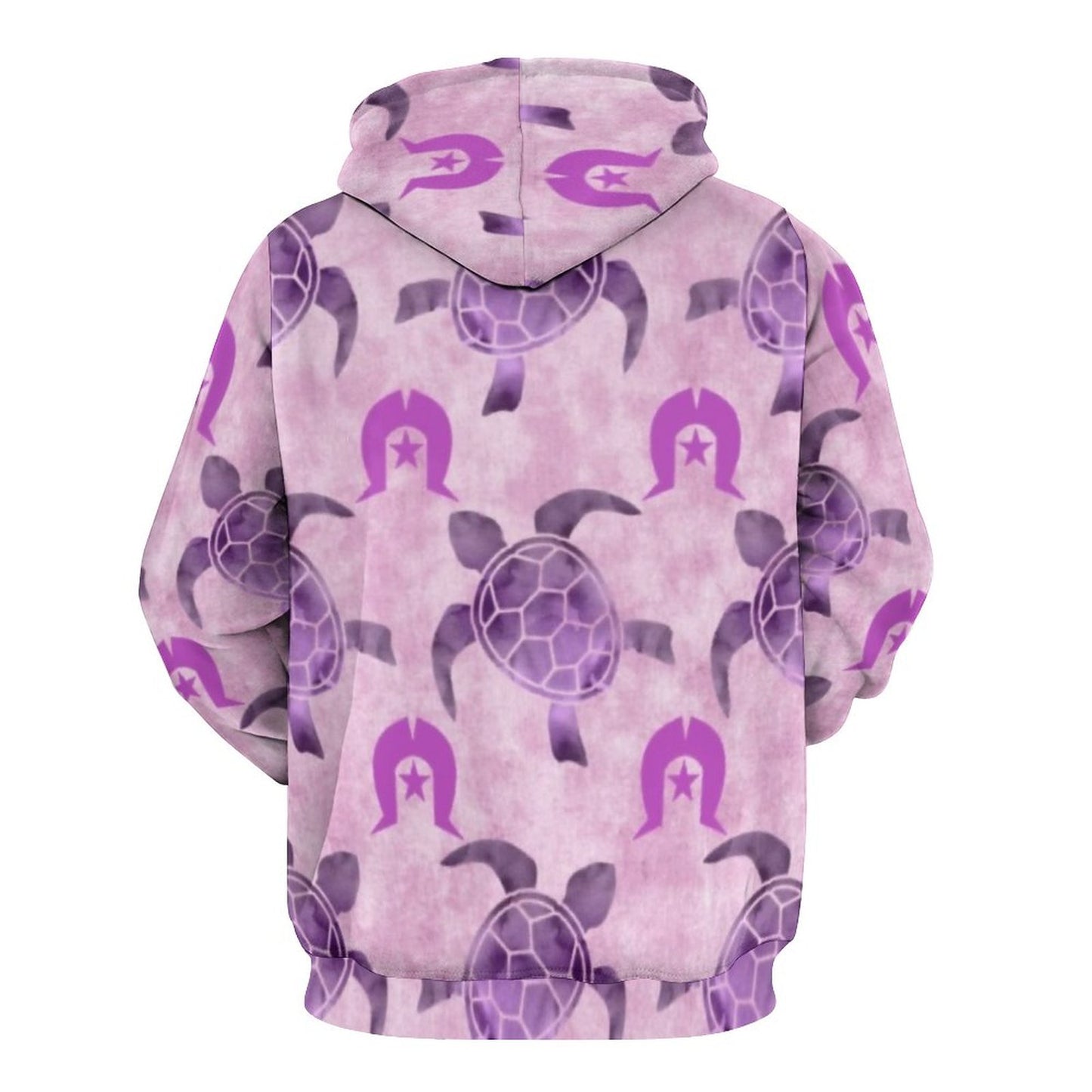 Purple Turtle Pattern on Men's Cool Hoodie with Double-layer Cap