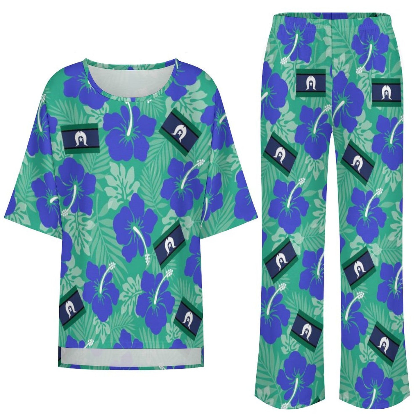 Hibiscus flowers with Torres Strait Flag on Women's Mediterranean Style Set
