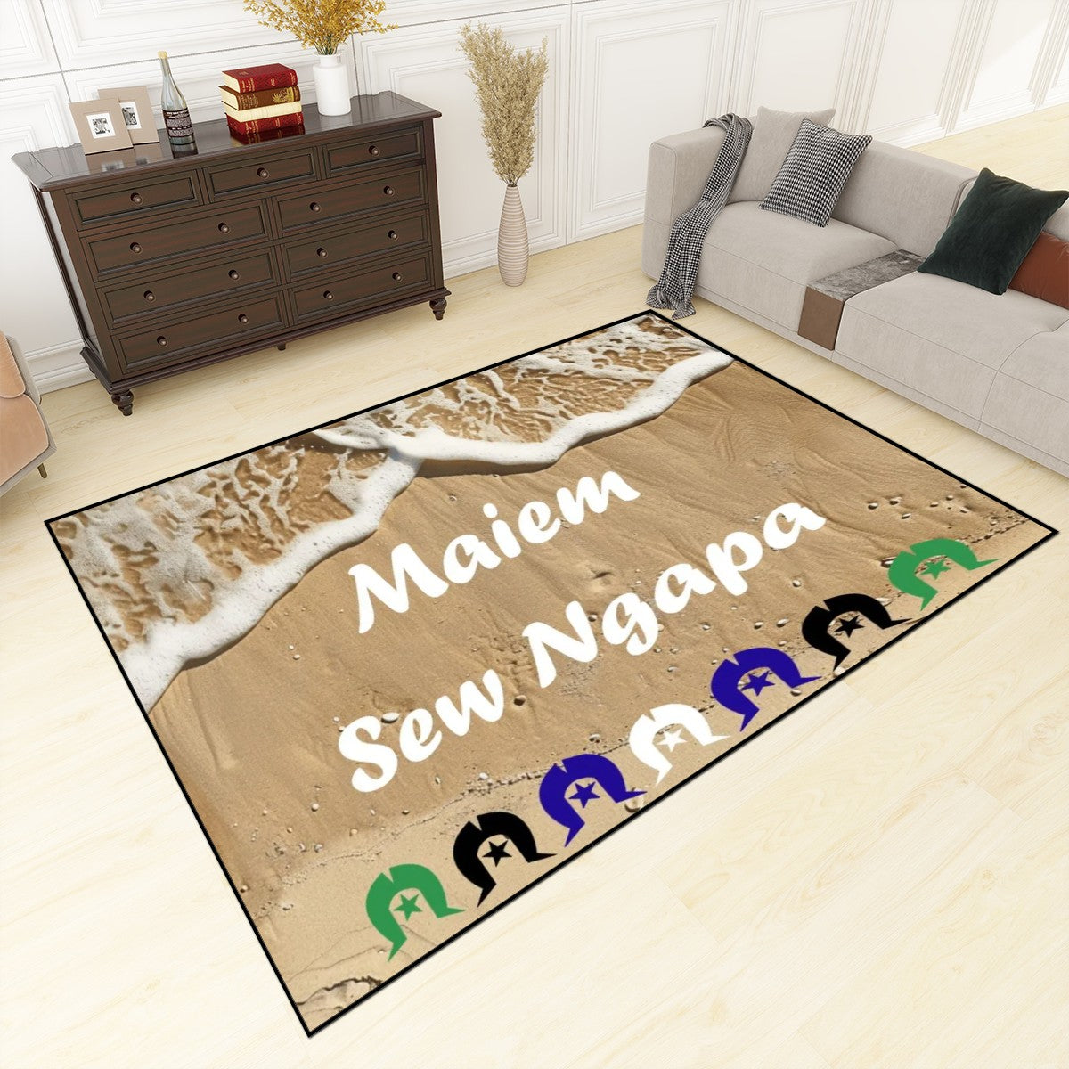 Maiem / Sew Ngapa / Welcome and Dhari on Area Rug Floor Carpet